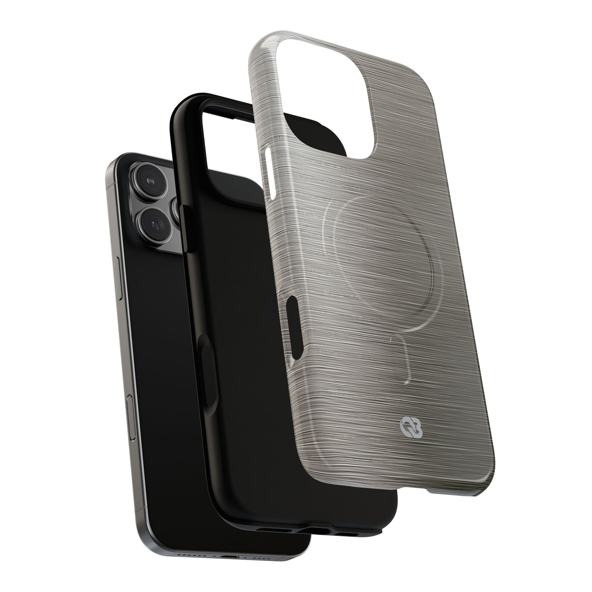 Grey Tough 2.0 Magsafe Phone Case for iPhone - Brushed Industrial Steel