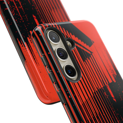 Red Tough Phone Case for Samsung - Crimson Brutalist Distortion