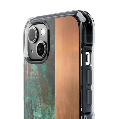 Teal Impact MagSafe Phone Case for iPhone - Verdigris Copper Slab