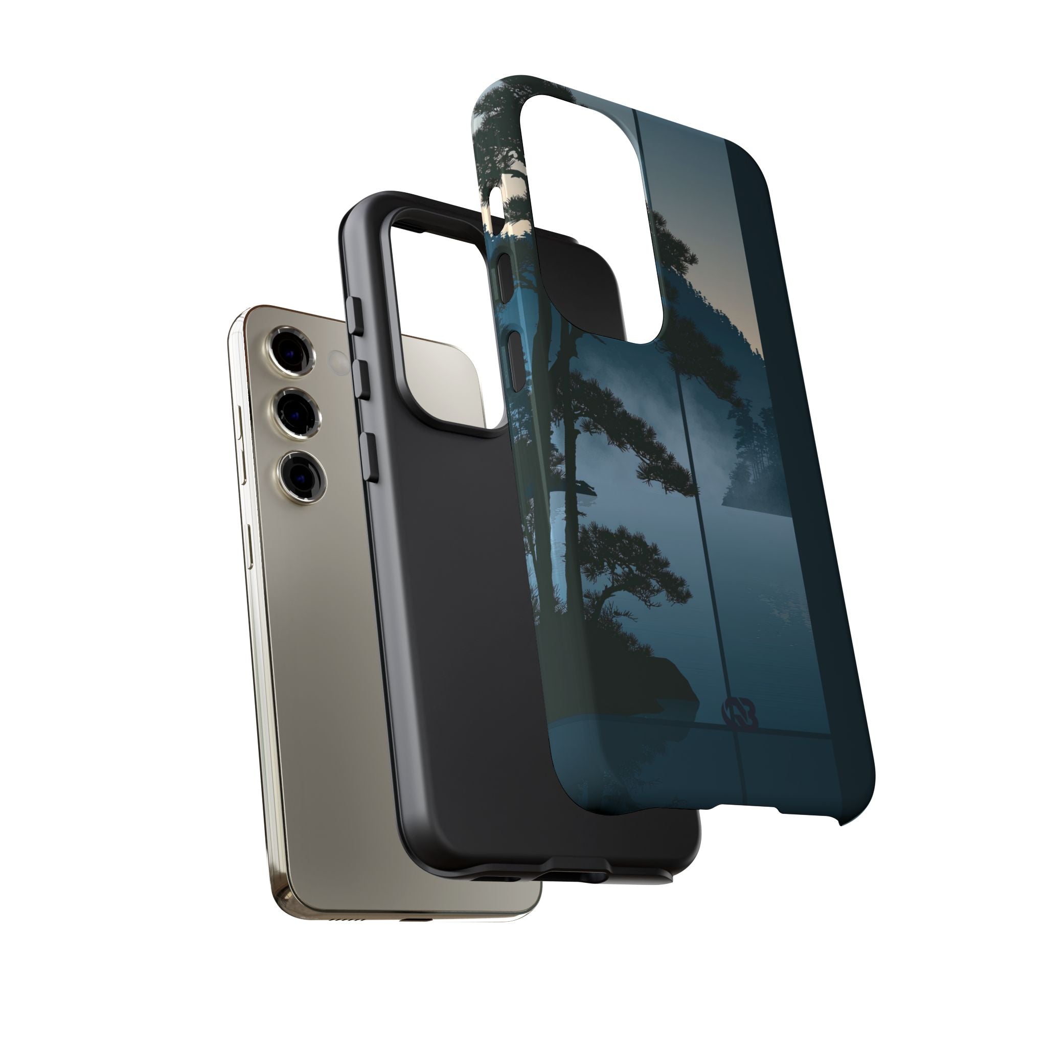 Blue Tough Phone Case for Samsung - Kyoto Mist Pine