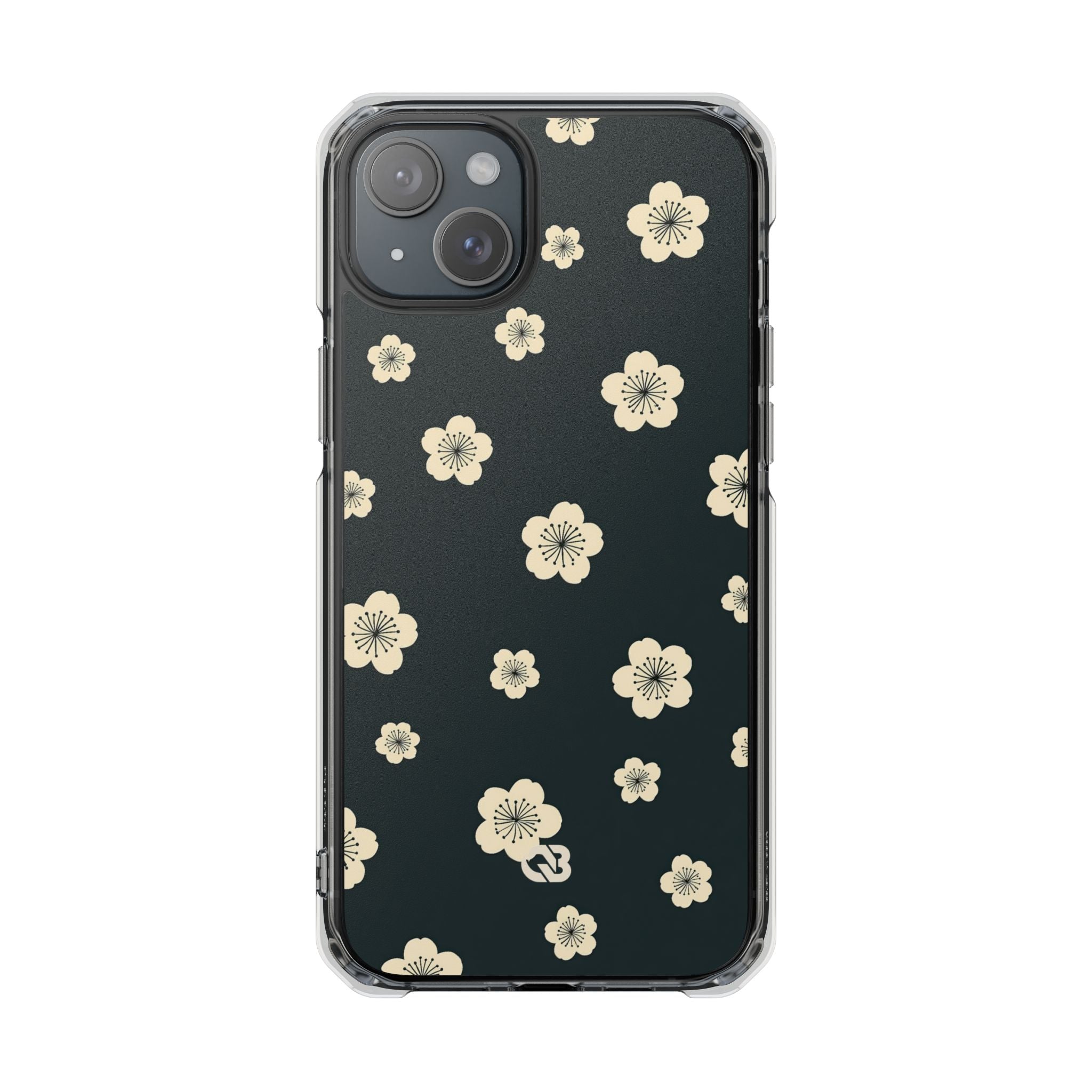 Teal Impact MagSafe Phone Case for iPhone - Obsidian Cream Petals
