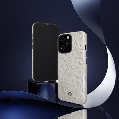 Ivory Baroque Relief · Tough Phone Case for iPhone · White