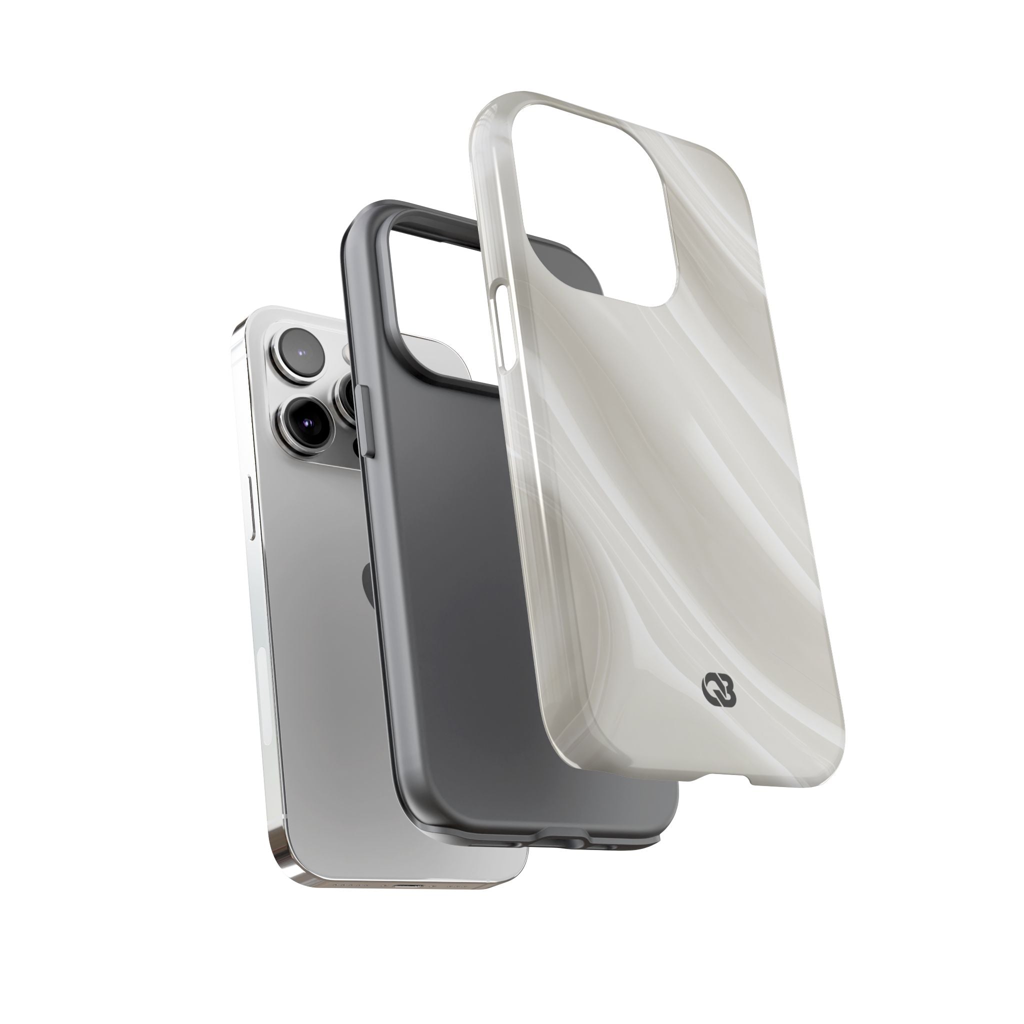 White Tough Phone Case for iPhone - Polished Ivory Wave
