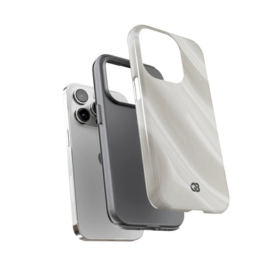 White Tough Phone Case for iPhone - Polished Ivory Wave