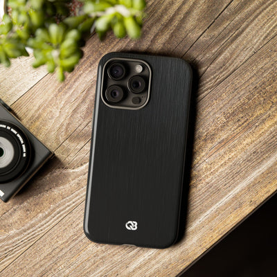 Black Tough Phone Case for iPhone - Brushed Obsidian Slate