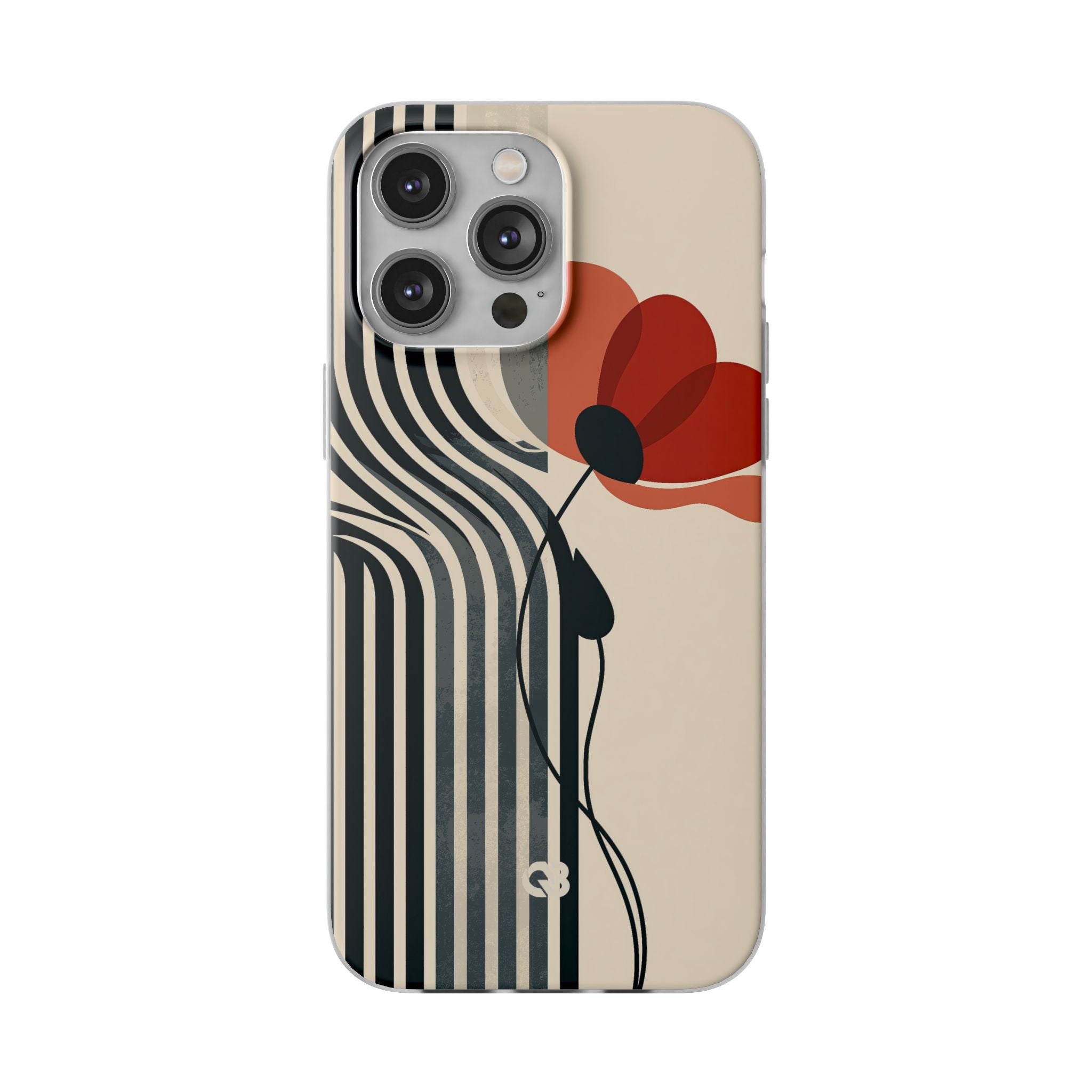Beige Lite Phone Case for iPhone - Crimson Line Bloom