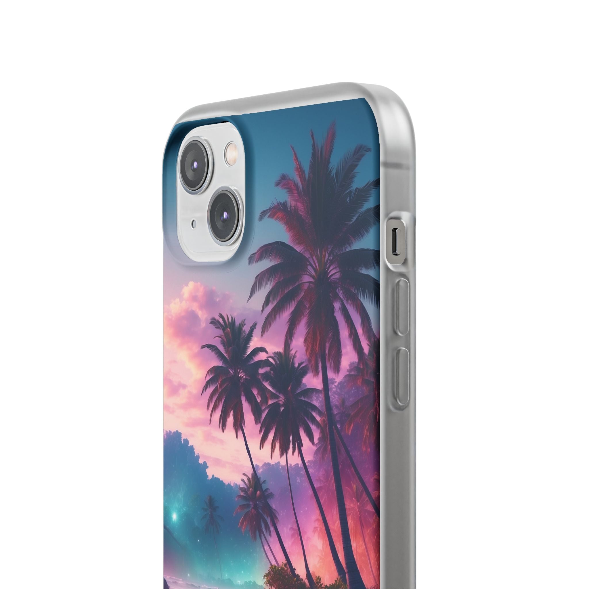 Neon Shore Palms · Soft Phone Case for iPhone