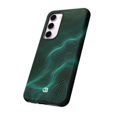 Teal Tough Phone Case for Samsung - Neon Jade Contour