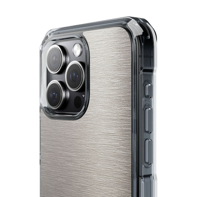 Grey Impact MagSafe Phone Case for iPhone - Brushed Nickel Linen
