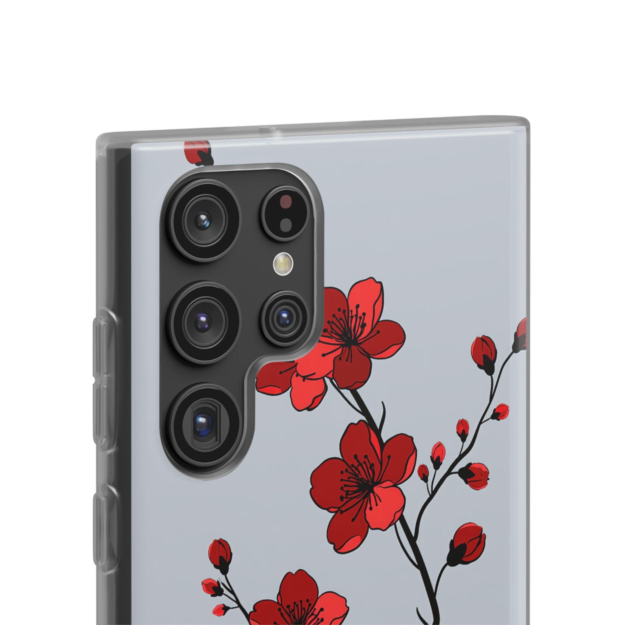Grey Lite Phone Case for Samsung - Crimson Blossom Onyx