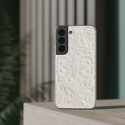 White Lite Phone Case for Samsung - Alabaster Floral Relief