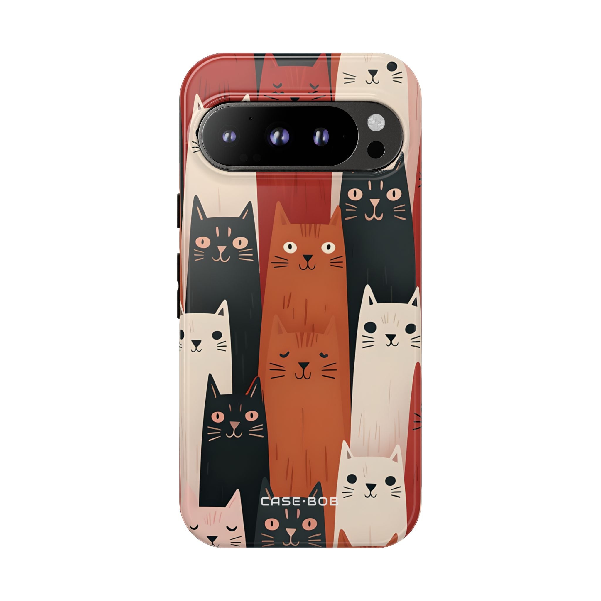 Verlängerte Katzen Schwarz Google Pixel 9 Pro Case - Tough