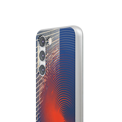 Blue Lite Phone Case for Samsung - Orange Orbit Grid