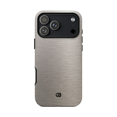 Grey Tough Phone Case for iPhone - Brushed Nickel Linen