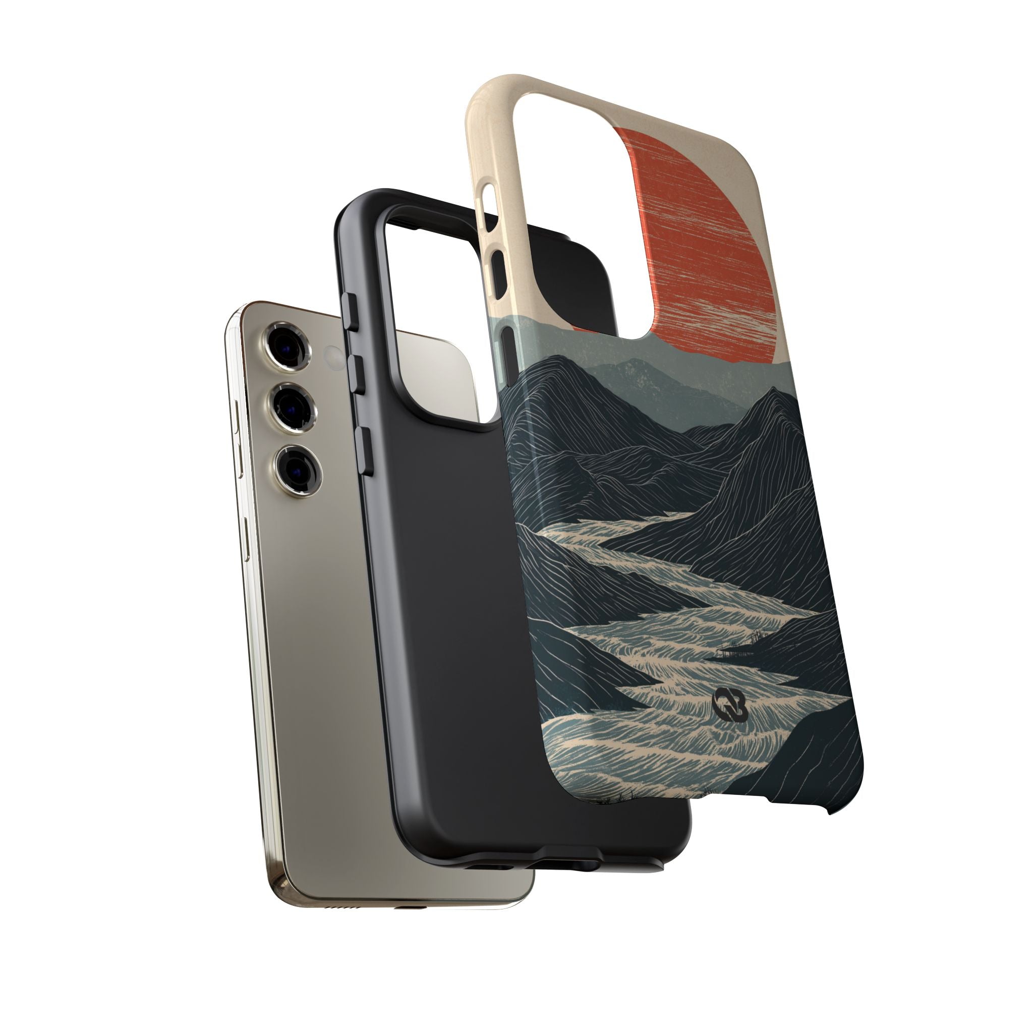 Beige Tough Phone Case for Samsung - Crimson Ridge Flow