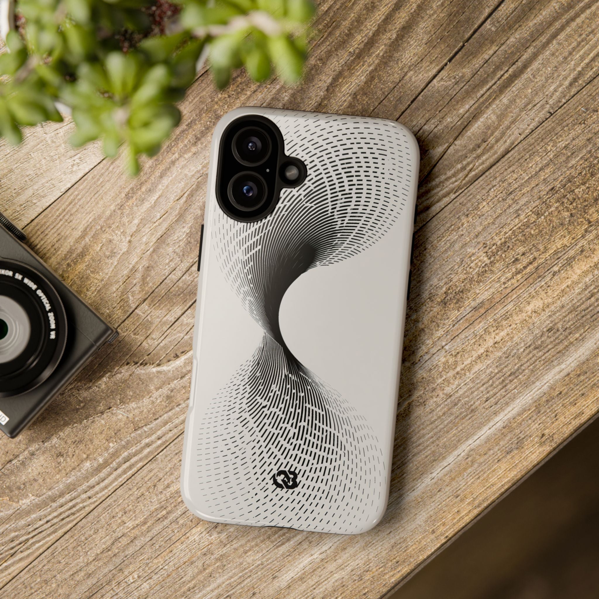 White Tough Phone Case for iPhone - Linear Torsion Grid