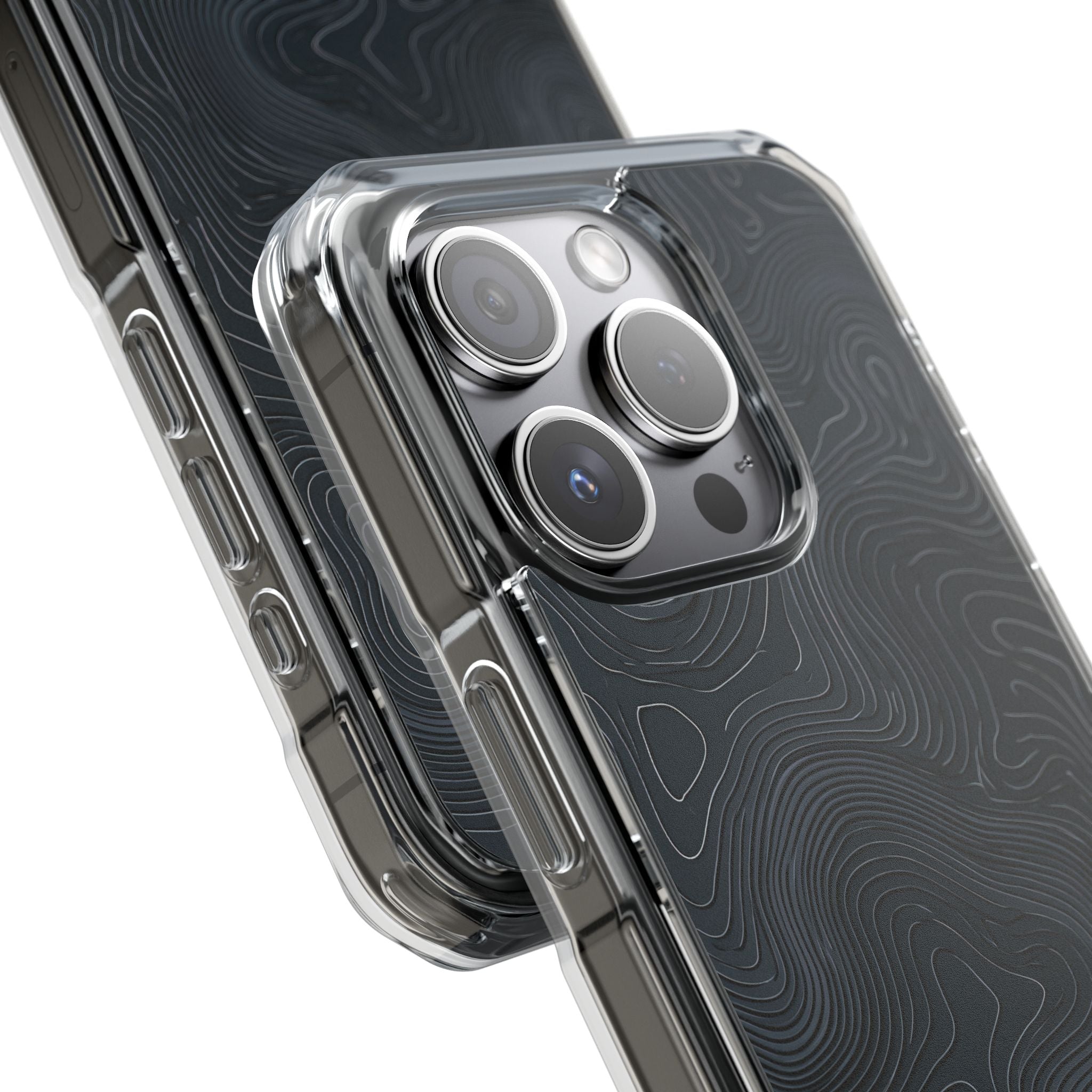 Black Impact MagSafe Phone Case for iPhone - Obsidian Ridge Topo