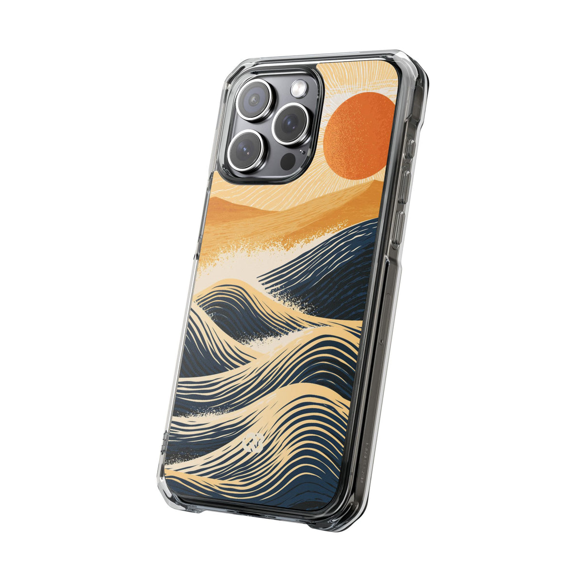 Golden Horizon Waves · Clear Impact Magnetic Phone Case for iPhone ·  Blue