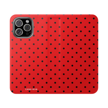 Black Dot Grid - iPhone 16 Max Case - Wallet