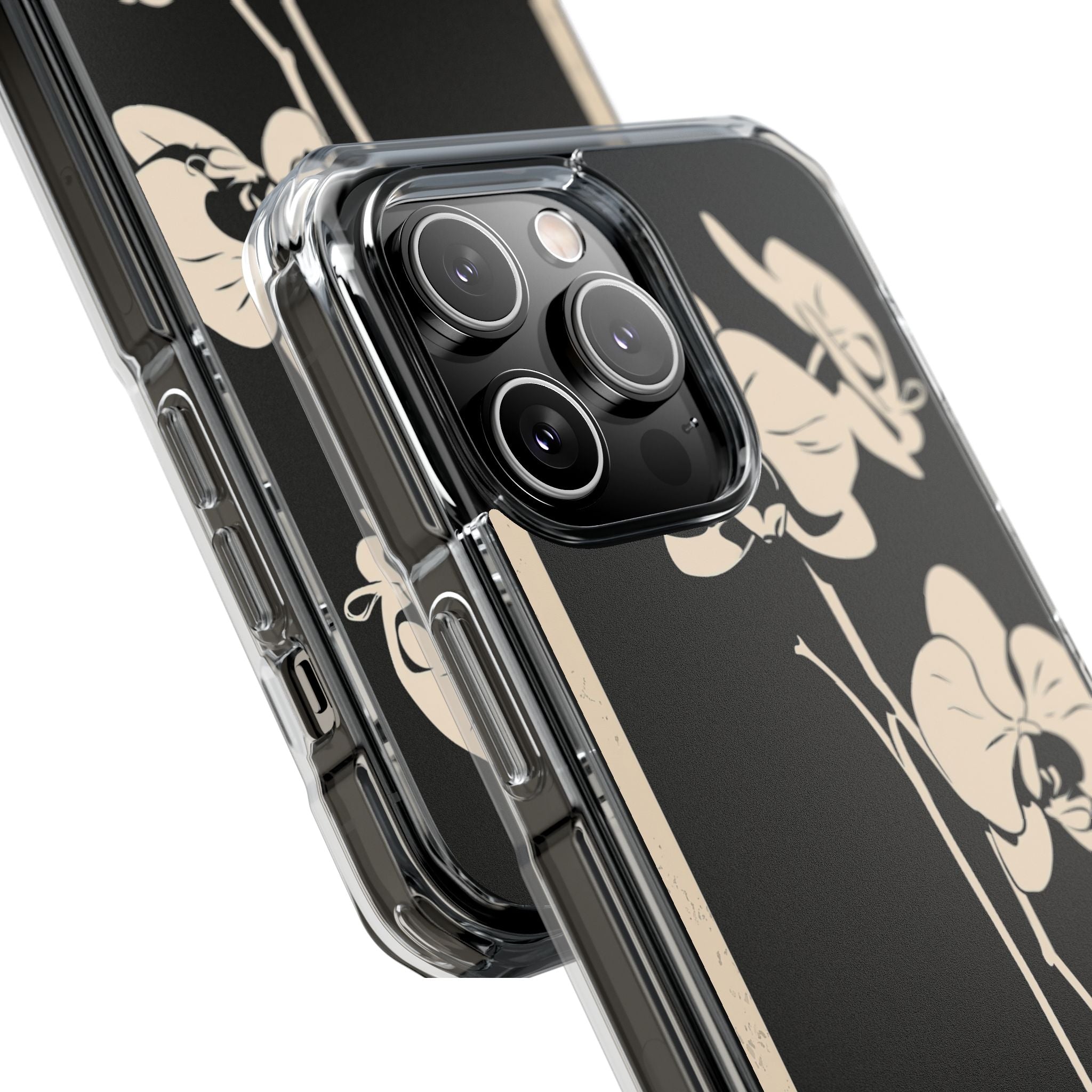 Black Impact MagSafe Phone Case for iPhone - Obsidian Bone Orchid