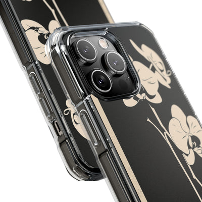 Black Impact MagSafe Phone Case for iPhone - Obsidian Bone Orchid