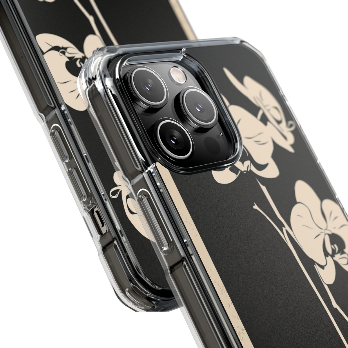 Nocturne Orchid · Clear Impact Magnetic Phone Case for iPhone ·  Black
