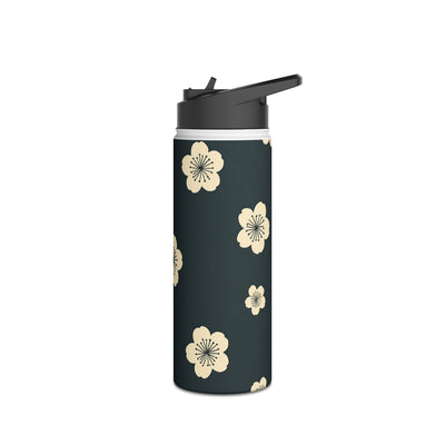 Midnight Sakura Bloom · Insulated Water Bottle · Black