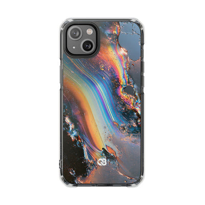 Prismatic Aura Flow · Clear Impact Magnetic Phone Case for iPhone · Blue