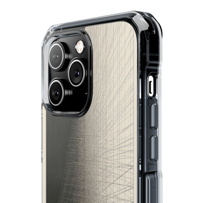 Beige Impact MagSafe Phone Case for iPhone - Brutalist Graphite Grid