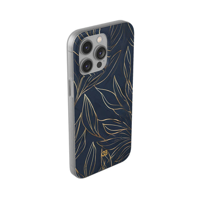 Gilded Navy Foliage · Soft Phone Case for iPhone