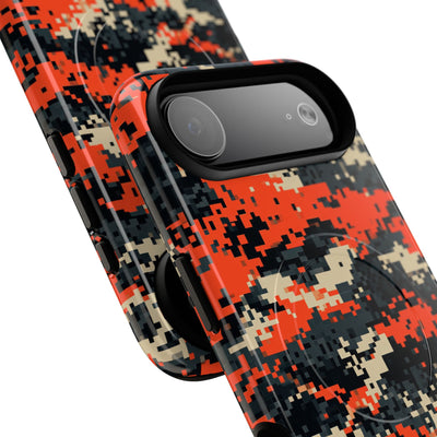 Signal Pixel Camo · Tough 2.0 Magnetic Phone Case for iPhone · Orange