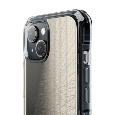 Beige Impact MagSafe Phone Case for iPhone - Brutalist Graphite Grid