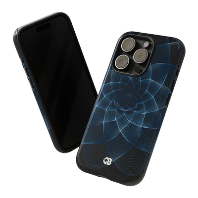 Blue Tough Phone Case for iPhone - Cobalt Geometric Bloom
