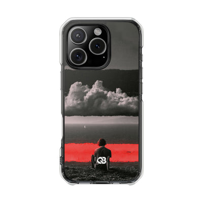 Crimson Horizon · Clear Impact Magnetic Phone Case for iPhone ·  Black