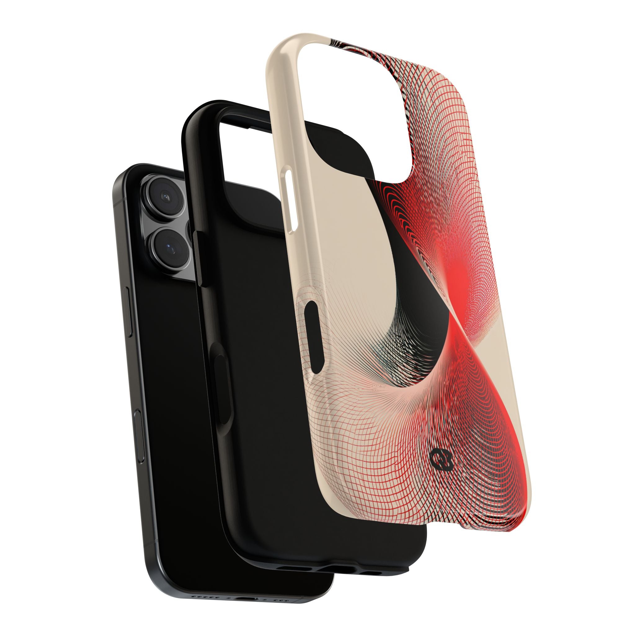 Red Tough Phone Case for iPhone - Crimson Grid Vortex