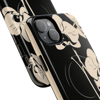Black Tough 2.0 Magsafe Phone Case for iPhone - Obsidian Bone Orchid
