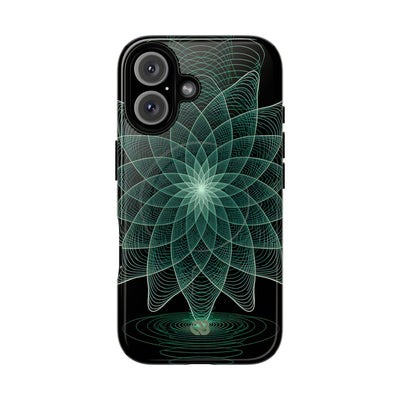 Green Tough 2.0 Magsafe Phone Case for iPhone - Cyan Signal Bloom