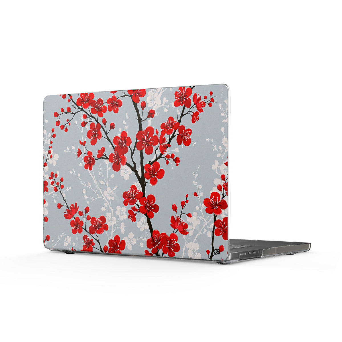 Scarlet Plum Blossom · Clear Hard Case for MacBook · Red
