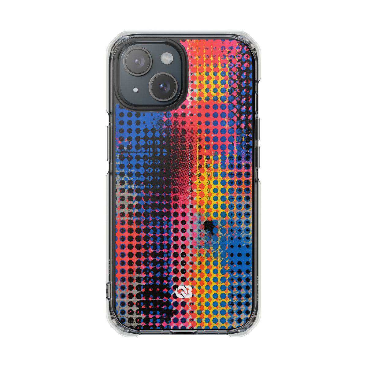 Chromatic Halftone Grid · Clear Impact Magnetic Phone Case for iPhone ·  Blue