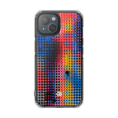 Chromatic Halftone Grid · Clear Impact Magnetic Phone Case for iPhone ·  Blue