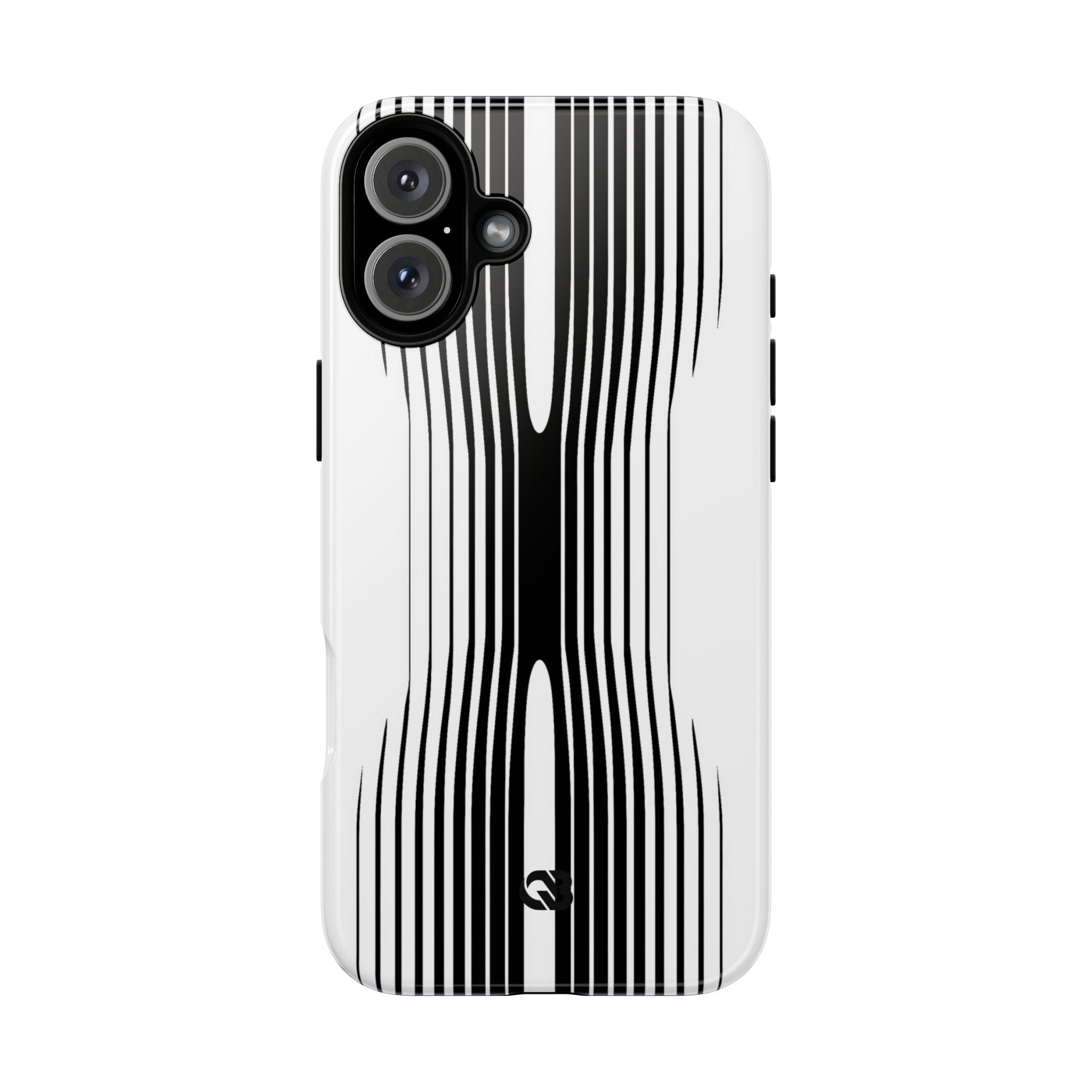 White Tough Phone Case for iPhone - Kinetic Mono Distortion