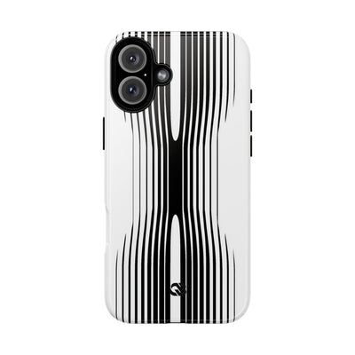 White Tough Phone Case for iPhone - Kinetic Mono Distortion
