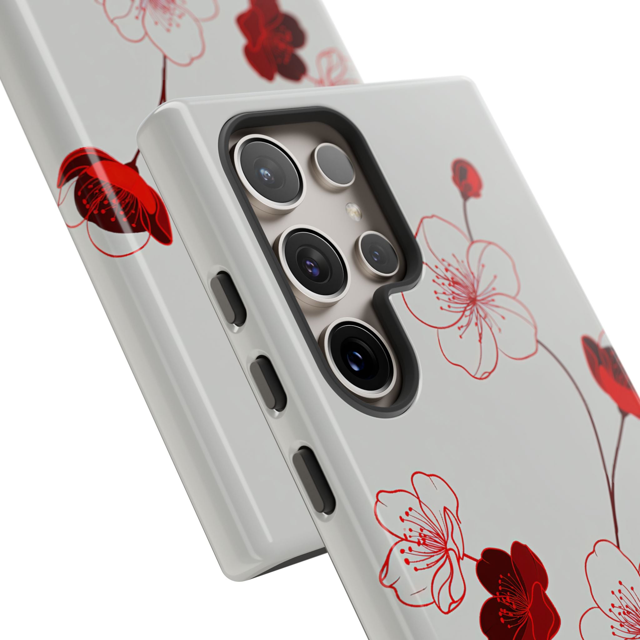 Red Tough Phone Case for Samsung - Kyoto Ember Bloom