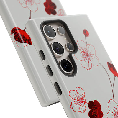 Red Tough Phone Case for Samsung - Kyoto Ember Bloom