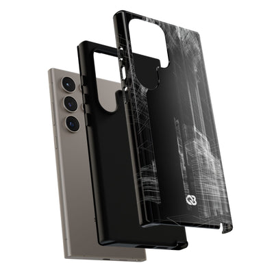 Black Tough Phone Case for Samsung - Ghost Urban Wireframe