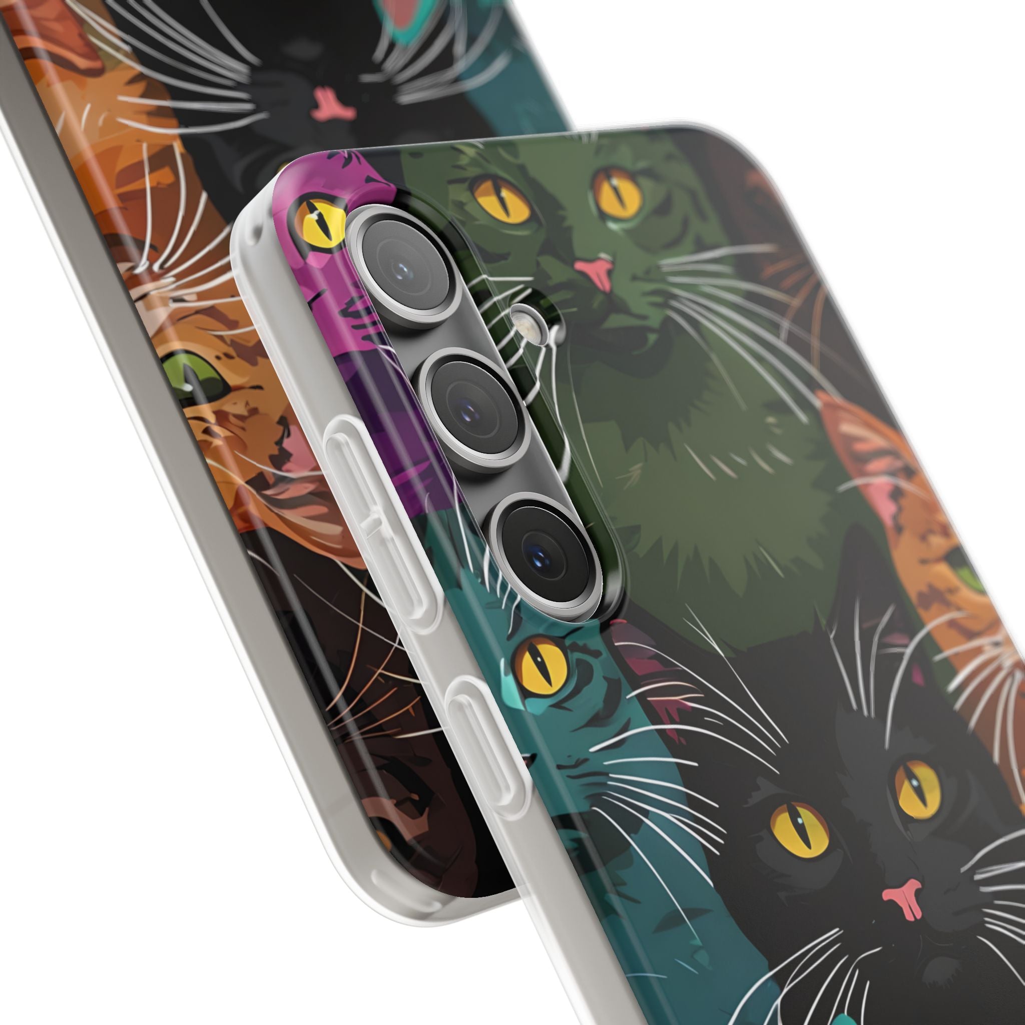 Teal Cat Grid Samsung S24 Plus Case - Soft
