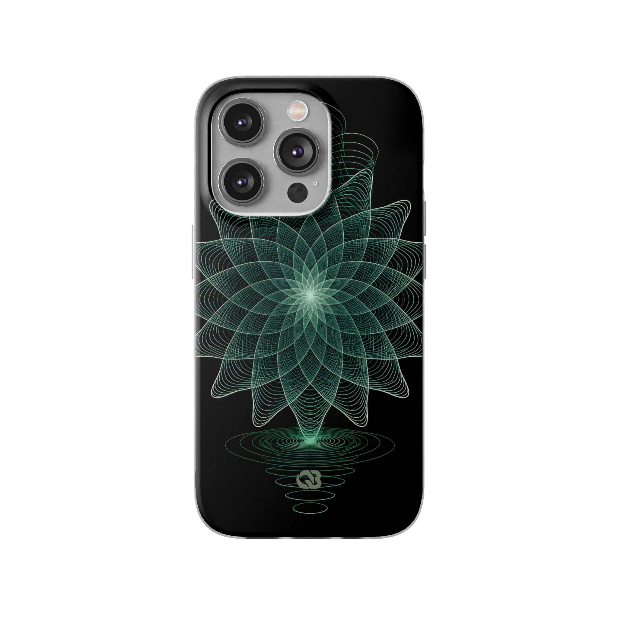 Green Lite Phone Case for iPhone - Cyan Signal Bloom