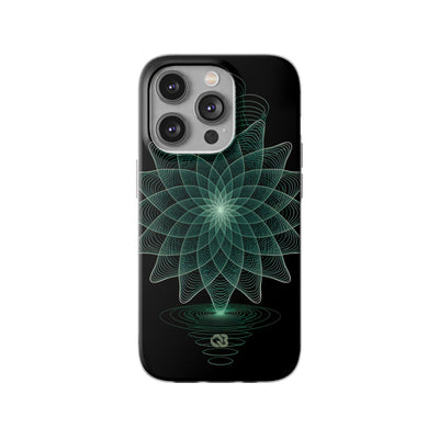 Green Lite Phone Case for iPhone - Cyan Signal Bloom