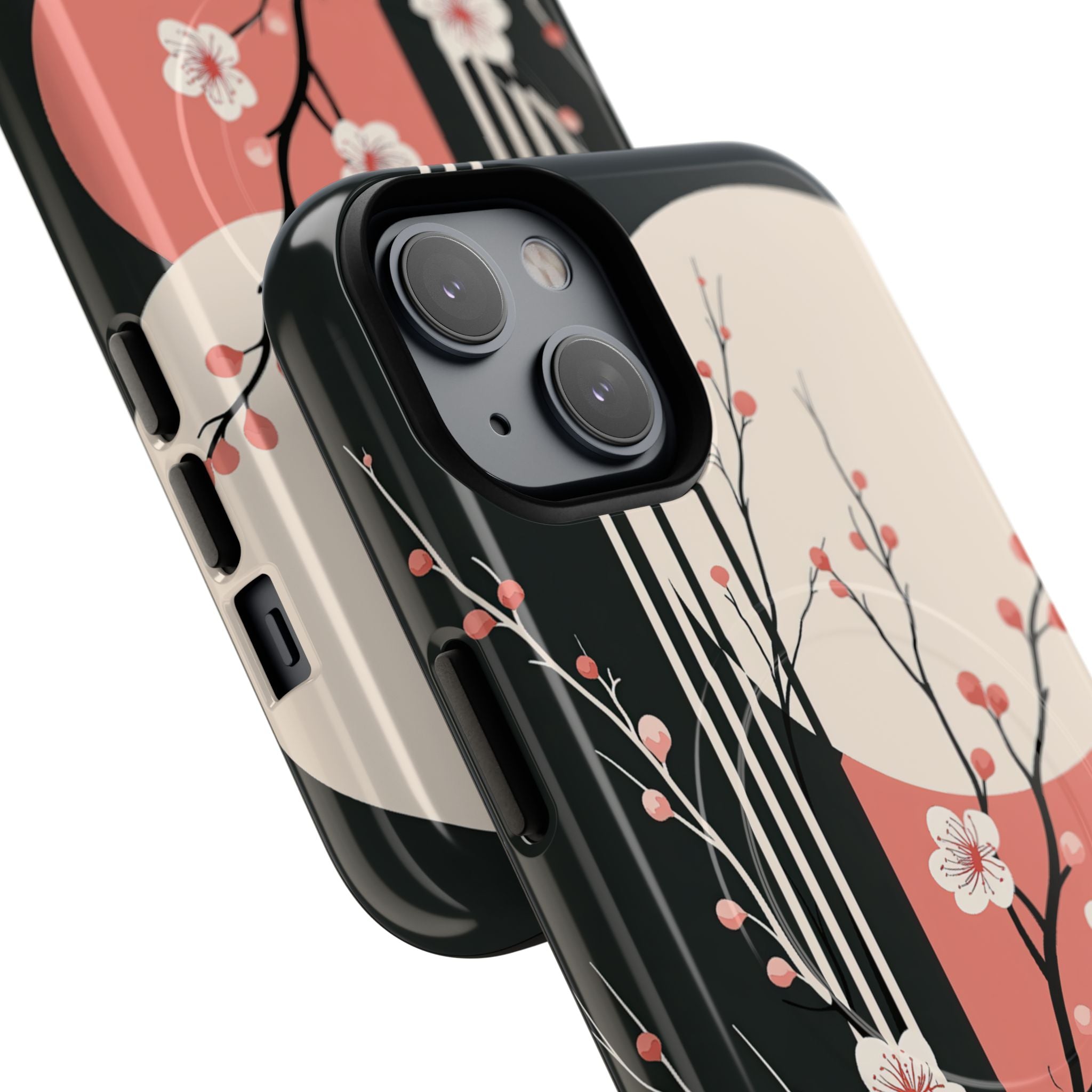 Black Tough 2.0 Magsafe Phone Case for iPhone - Kyoto Midnight Blossom