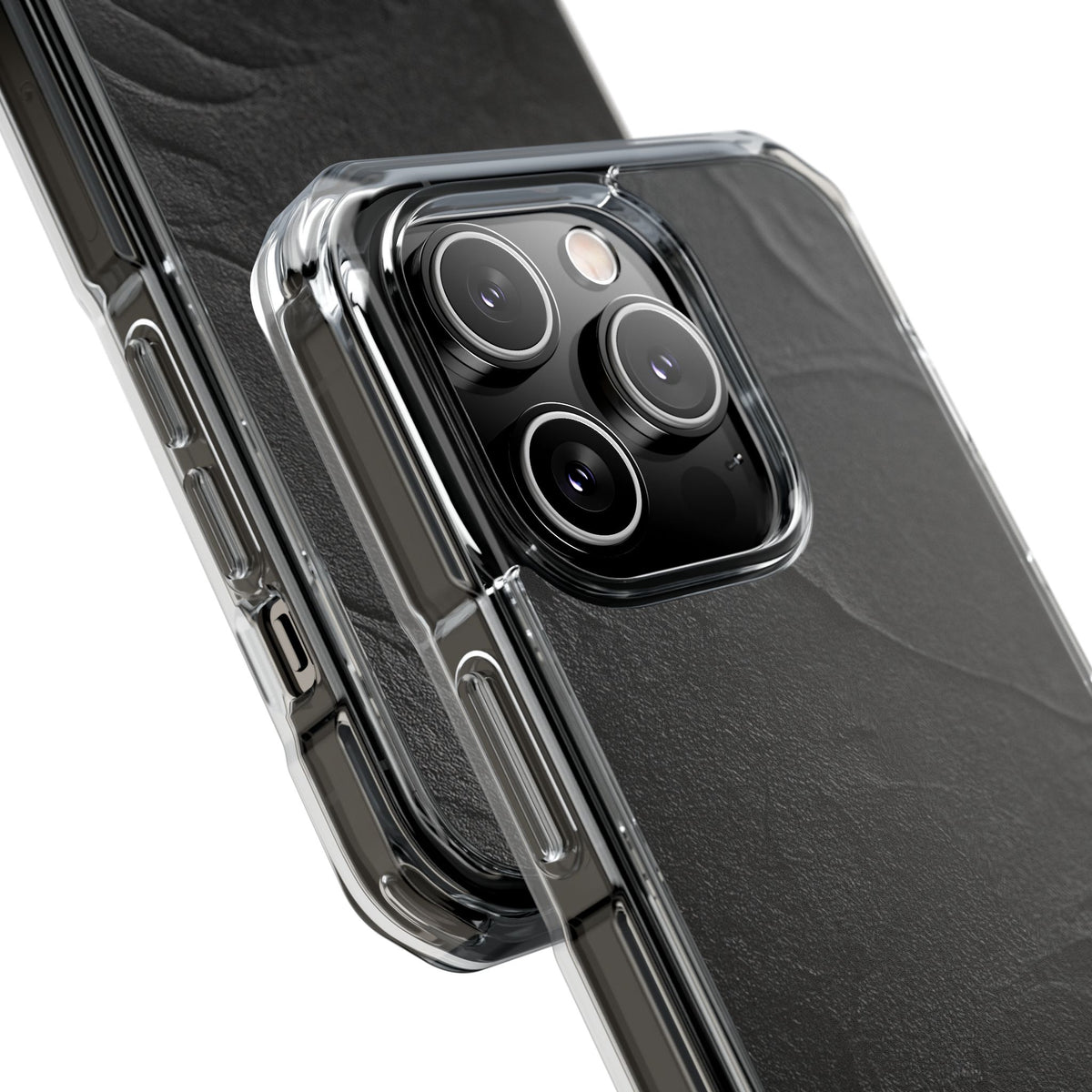 Obsidian Stucco Relief · Clear Impact Magnetic Phone Case for iPhone ·  Black